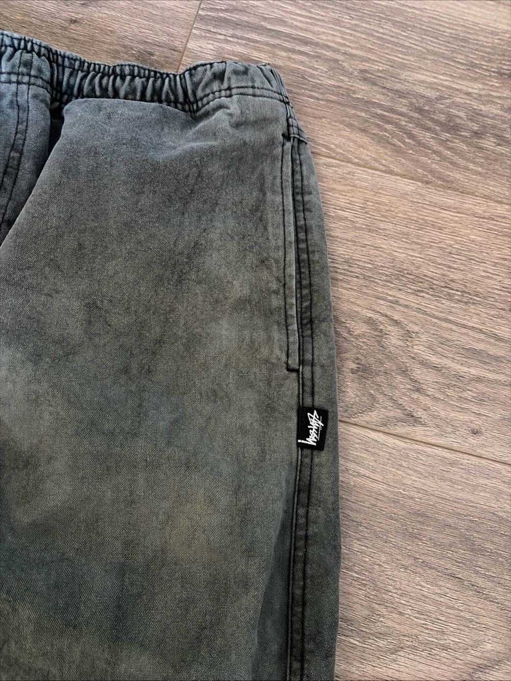 Stussy Elastic Stuff Grey/Green Drawstring Pants - Picture 3 of 7